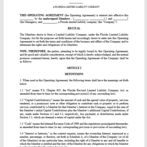 Florida LLC Operating Agreement
